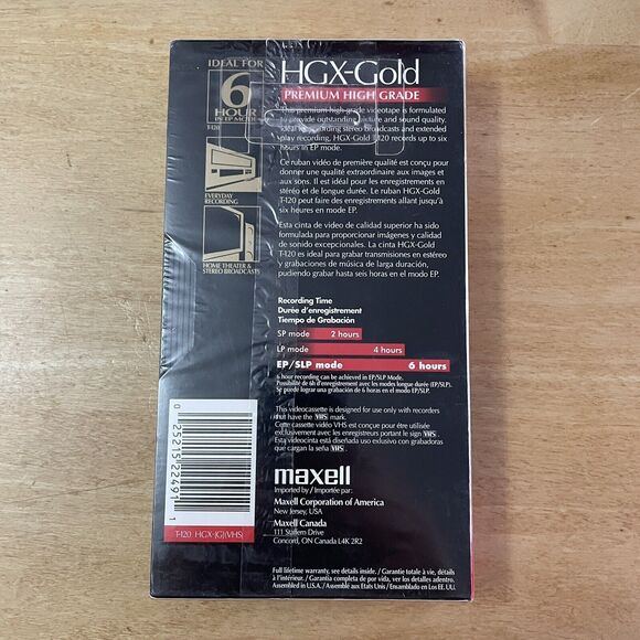 Maxell HGX-Gold T-120 VHS Premium High Grade 6 Hour Recording‎ Videocassette - Picture 3 of 6
